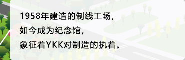 1958年建造的制线工场， 如今成为纪念馆，象征着YKK对制造的执着。