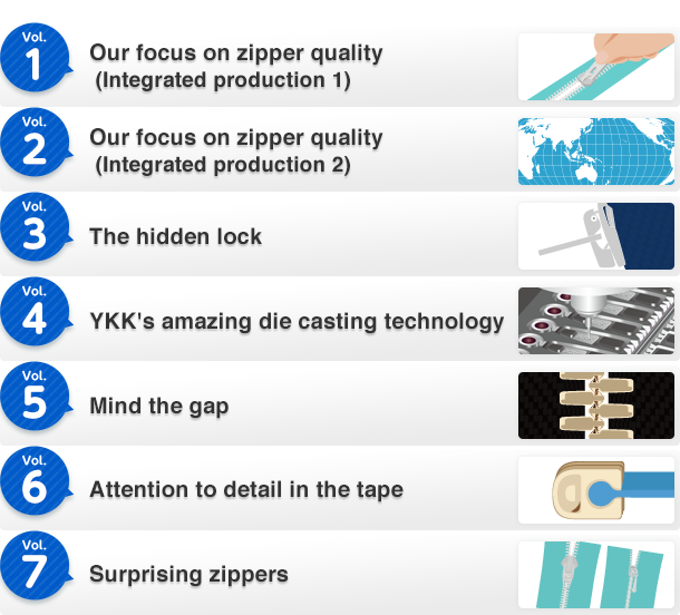 Vol. 1 Our focus on zipper quality (Integrated production 1)
