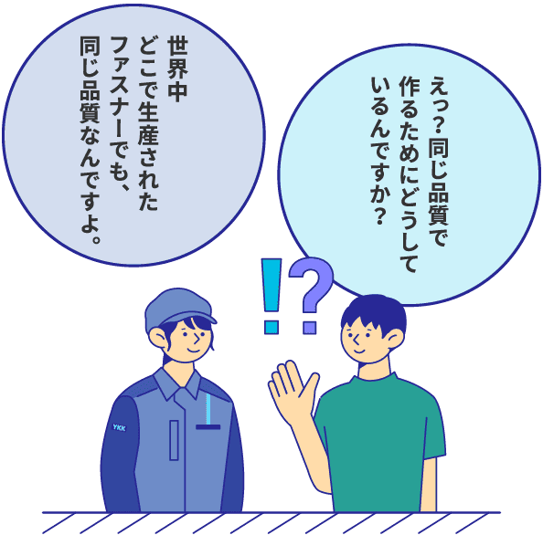 えっ？同じ品質で作るためにどうしているんですか？世界中どこで作っても同じ品質なんですよ。知ってましたか？