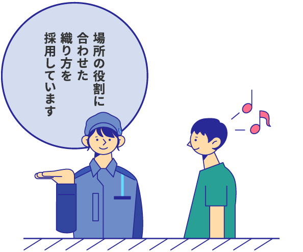 場所の役割に合わせた織り方を採用しています